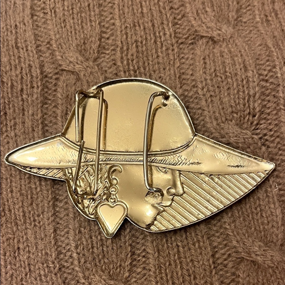 Vintage 80s Gold Art Deco Inspired Scarf Slide - Picture 2 of 5